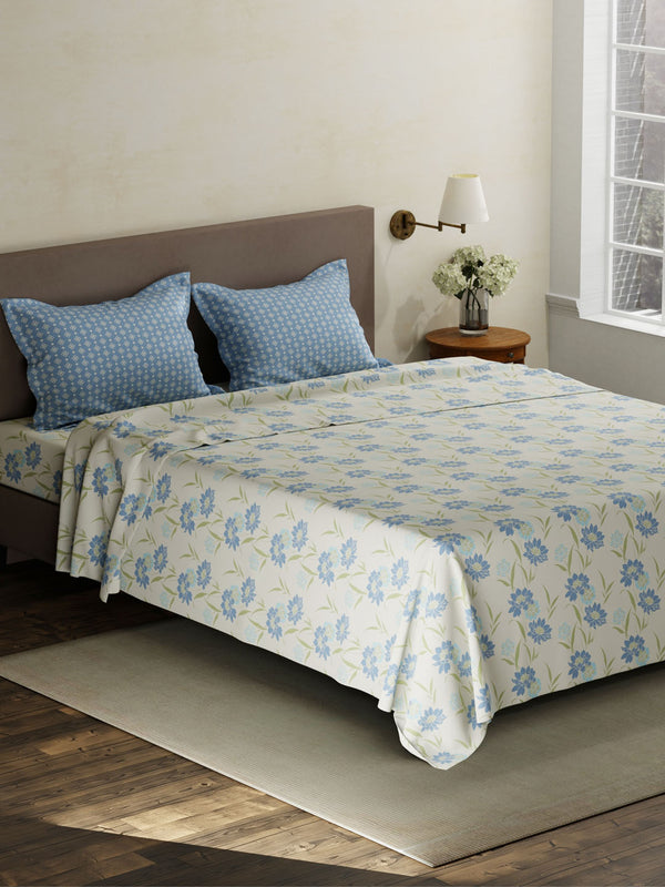 100% Cotton King Bedsheet Set, 120 TC Printed, Forever Collection