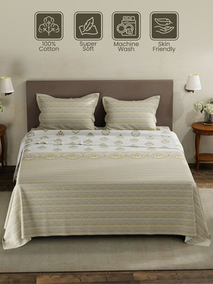 100% Cotton King Bedsheet Set, 120 TC Printed, Forever Collection