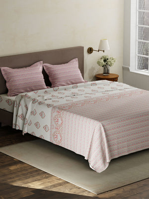 100% Cotton King Bedsheet Set, 120 TC Printed, Forever Collection