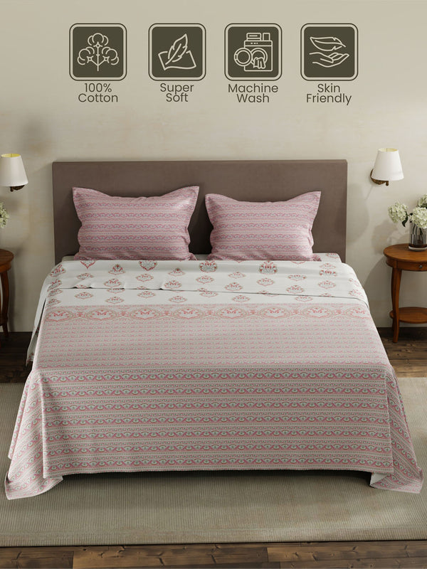 100% Cotton King Bedsheet Set, 120 TC Printed, Forever Collection