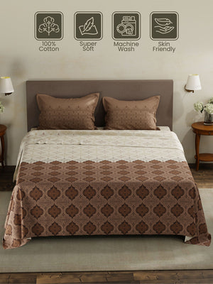 100% Cotton King Bedsheet Set, 120 TC Printed, Forever Collection