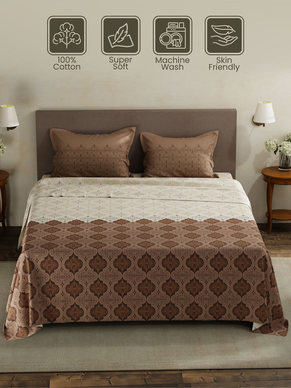 100% Cotton King Bedsheet Set, 120 TC Printed, Forever Collection