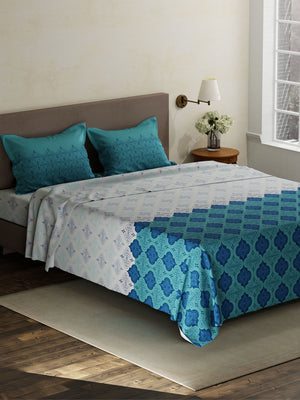 100% Cotton King Bedsheet Set, 120 TC Printed, Forever Collection