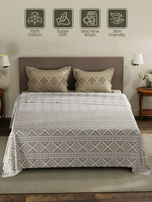 100% Cotton King Bedsheet Set, 120 TC Printed, Forever Collection