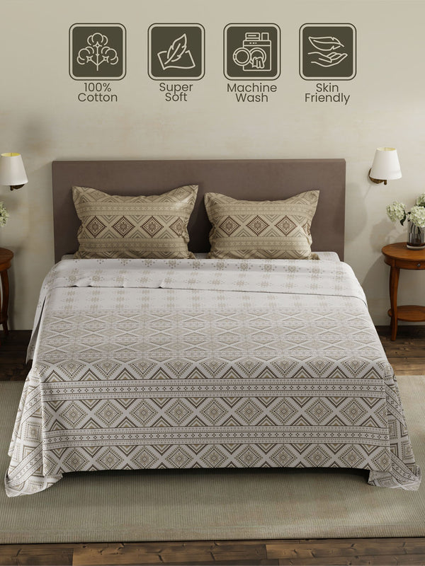 100% Cotton King Bedsheet Set, 120 TC Printed, Forever Collection