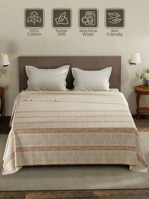 100% Cotton King Bedsheet Set, 120 TC Printed, Forever Collection
