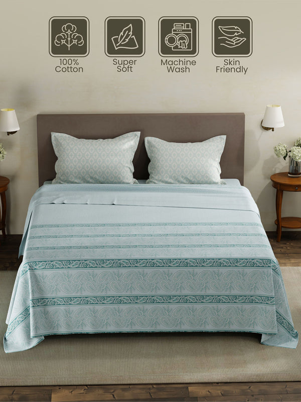 100% Cotton King Bedsheet Set, 120 TC Printed, Forever Collection
