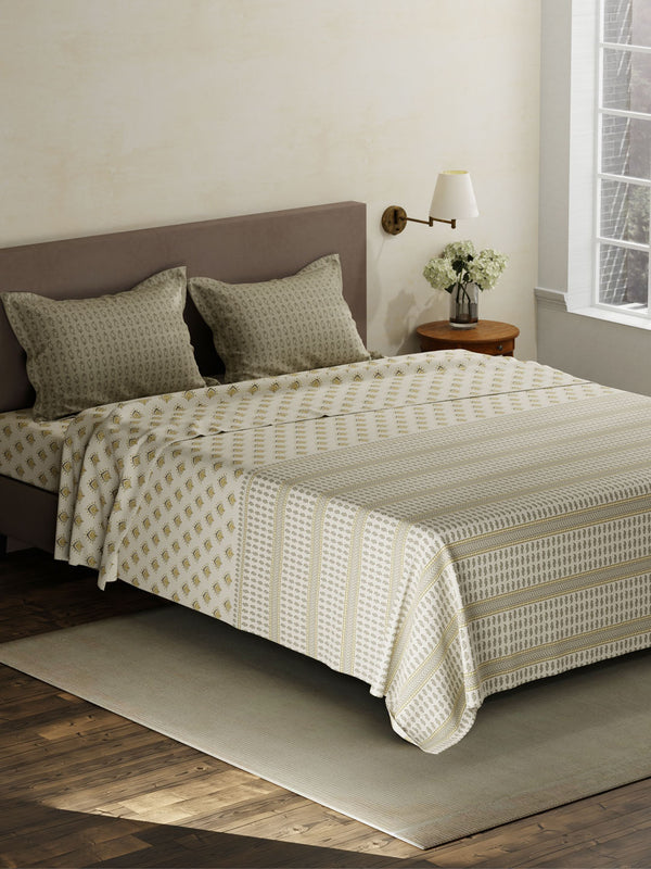 100% Cotton King Bedsheet Set, 120 TC Printed, Forever Collection