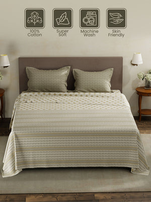 100% Cotton King Bedsheet Set, 120 TC Printed, Forever Collection