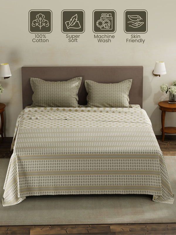 100% Cotton King Bedsheet Set, 120 TC Printed, Forever Collection