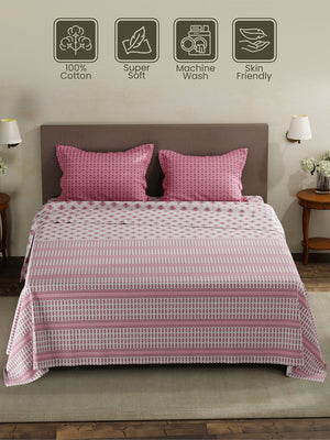100% Cotton King Bedsheet Set, 120 TC Printed, Forever Collection