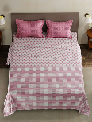 100% Cotton King Bedsheet Set, 120 TC Printed, Forever Collection