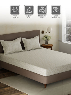 100% Cotton Double Bedsheet Set, 120 TC Printed, Forever Collection