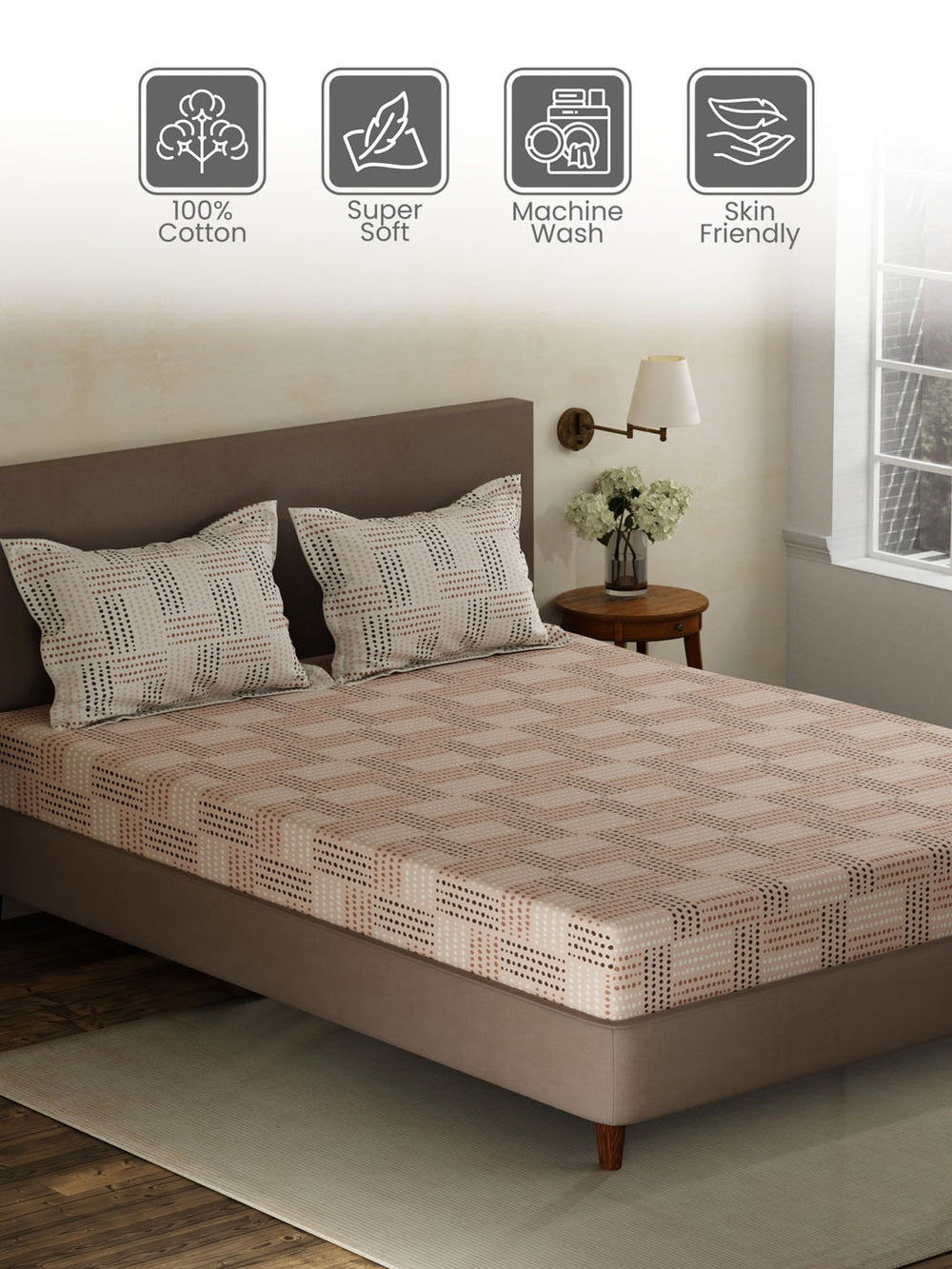 100% Cotton Double Bedsheet Set, 120 TC Printed, Forever Collection