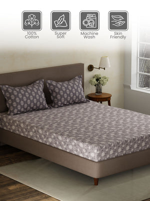 100% Cotton Double Bedsheet Set, 120 TC Printed, Forever Collection