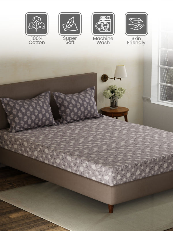 100% Cotton Double Bedsheet Set, 120 TC Printed, Forever Collection