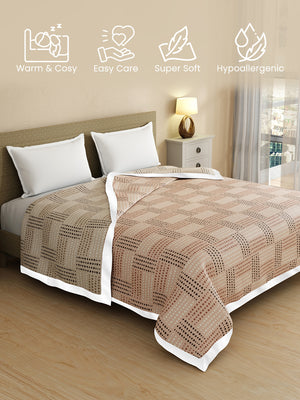 Reversible Double Dohar, 100% Cotton 120 TC, Brown & Grey Geometrical, (2.54 m L x 2.54 m W), Forever