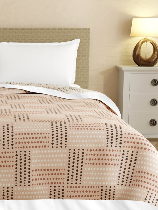 Reversible Double Dohar, 100% Cotton 120 TC, Brown & Grey Geometrical, (2.54 m L x 2.54 m W), Forever