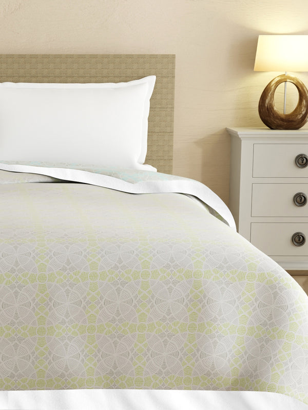 Reversible Double Dohar, 100% Cotton 120 TC, Grey Geometrical, (2.54 m L x 2.54 m W), Forever