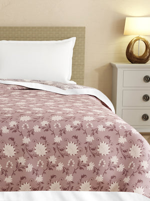 Reversible Double Dohar, 100% Cotton 120 TC, Brown & Grey Floral, (2.54 m L x 2.54 m W), Forever