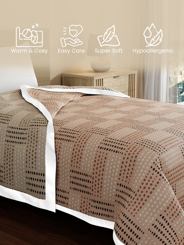 Reversible Single Dohar, 100% Cotton 120 TC, Brown & Grey Geometrical, (2.29 m L x 1.52 m W), Forever