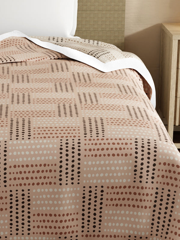 Reversible Single Dohar, 100% Cotton 120 TC, Brown & Grey Geometrical, (2.29 m L x 1.52 m W), Forever