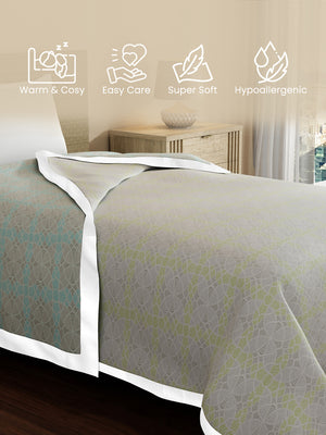 Reversible Single Dohar, 100% Cotton 120 TC, Grey Geometrical, (2.29 m L x 1.52 m W), Forever