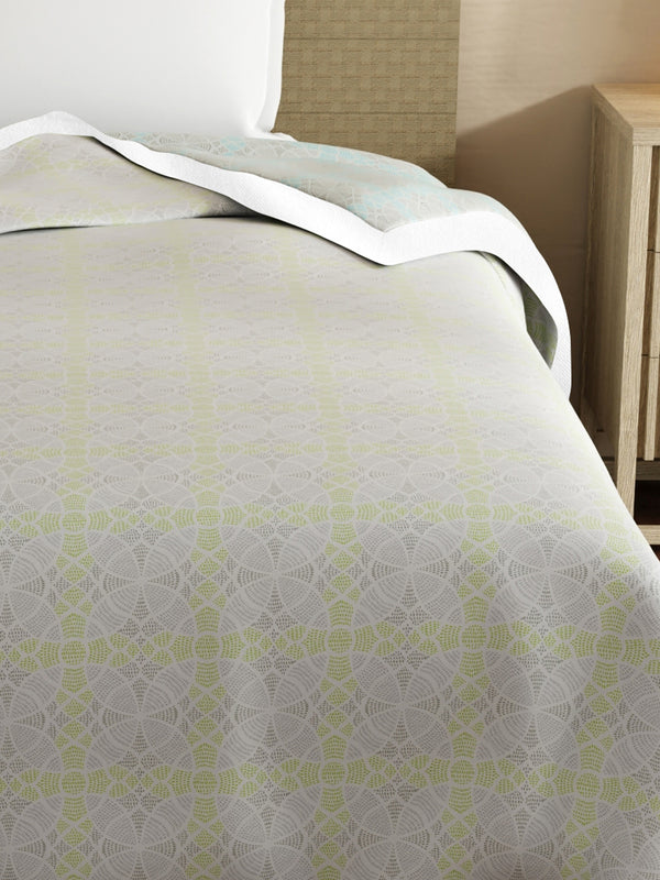 Reversible Single Dohar, 100% Cotton 120 TC, Grey Geometrical, (2.29 m L x 1.52 m W), Forever