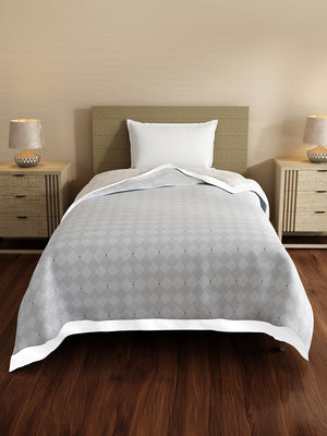 Reversible Single Dohar, 100% Cotton 120 TC, Beige & Grey Geometrical, (2.29 m L x 1.52 m W), Forever