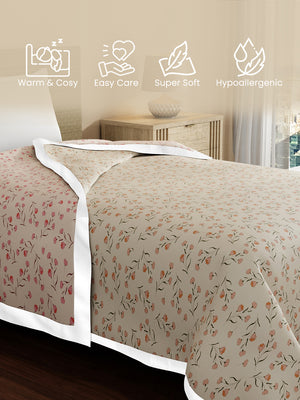 Reversible Single Dohar, 100% Cotton 120 TC, Grey Floral, (2.29 m L x 1.52 m W), Forever