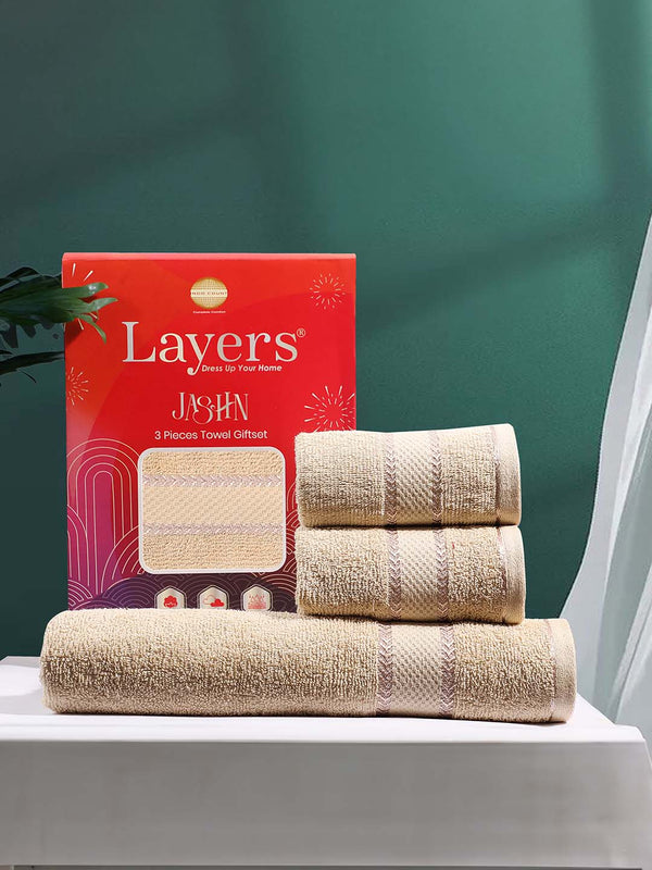 100% Cotton Towel Combo, 380 GSM, Jashn Collection (1 Bath Towel & 2 Hand Towels)