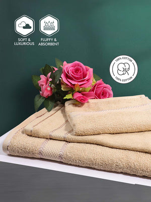 100% Cotton Towel Combo, 380 GSM, Jashn Collection (1 Bath Towel & 2 Hand Towels)