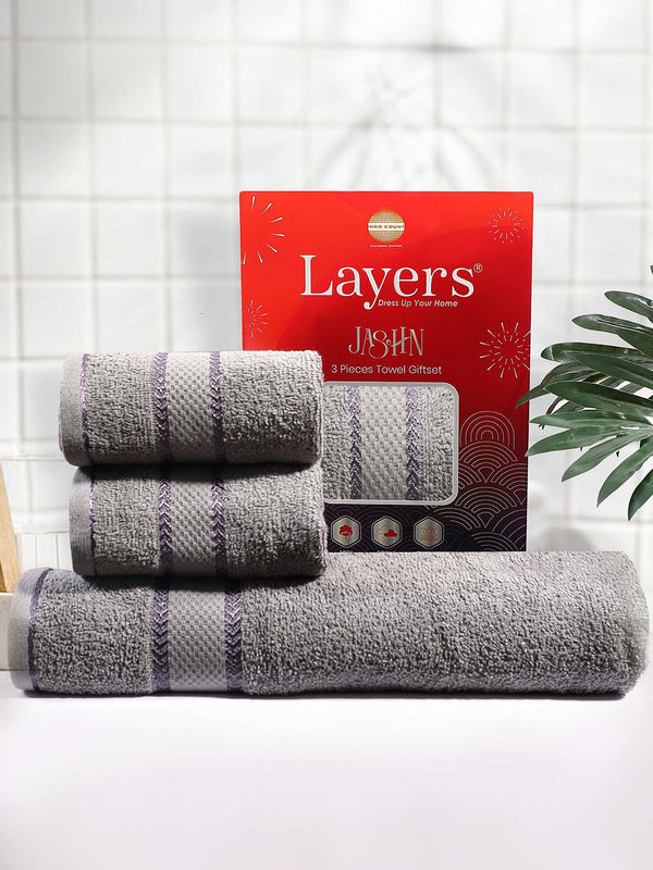 100% Cotton Towel Combo, 380 GSM, Jashn Collection (1 Bath Towel & 2 Hand Towels)