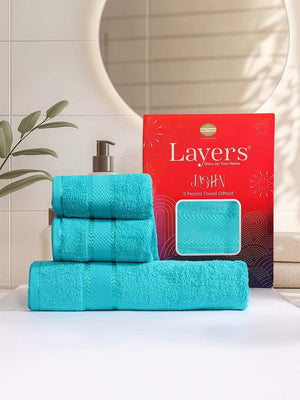 100% Cotton Towel Combo, 380 GSM, Jashn Collection (1 Bath Towel & 2 Hand Towels)