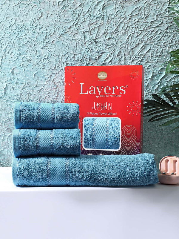 100% Cotton Towel Combo, 380 GSM, Jashn Collection (1 Bath Towel & 2 Hand Towels)