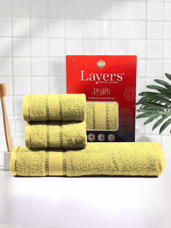 100% Cotton Towel Combo, 380 GSM, Jashn Collection (1 Bath Towel & 2 Hand Towels)