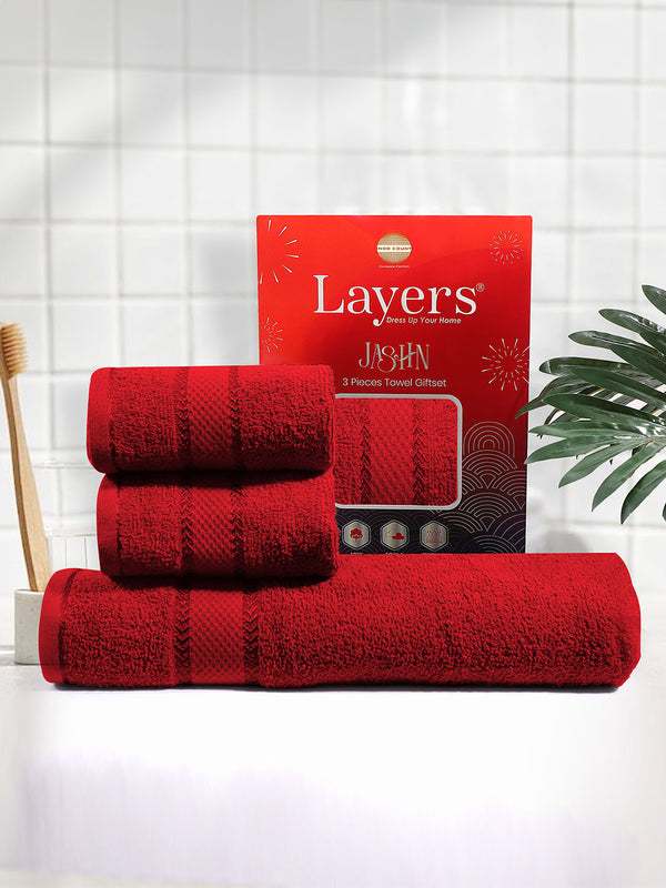 100% Cotton Towel Combo, 380 GSM, Jashn Collection (1 Bath Towel & 2 Hand Towels)