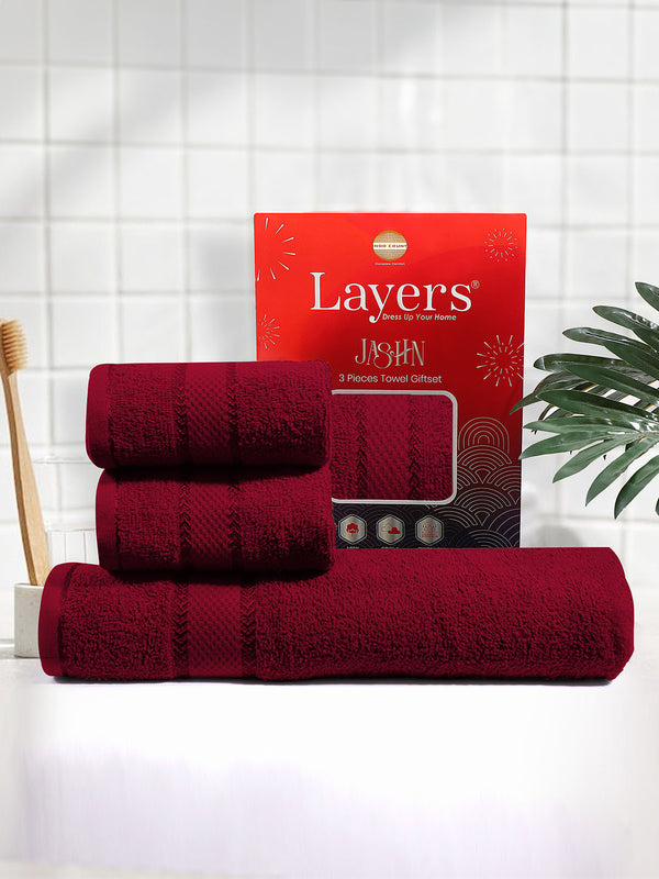 100% Cotton Towel Combo, 380 GSM, Jashn Collection (1 Bath Towel & 2 Hand Towels)