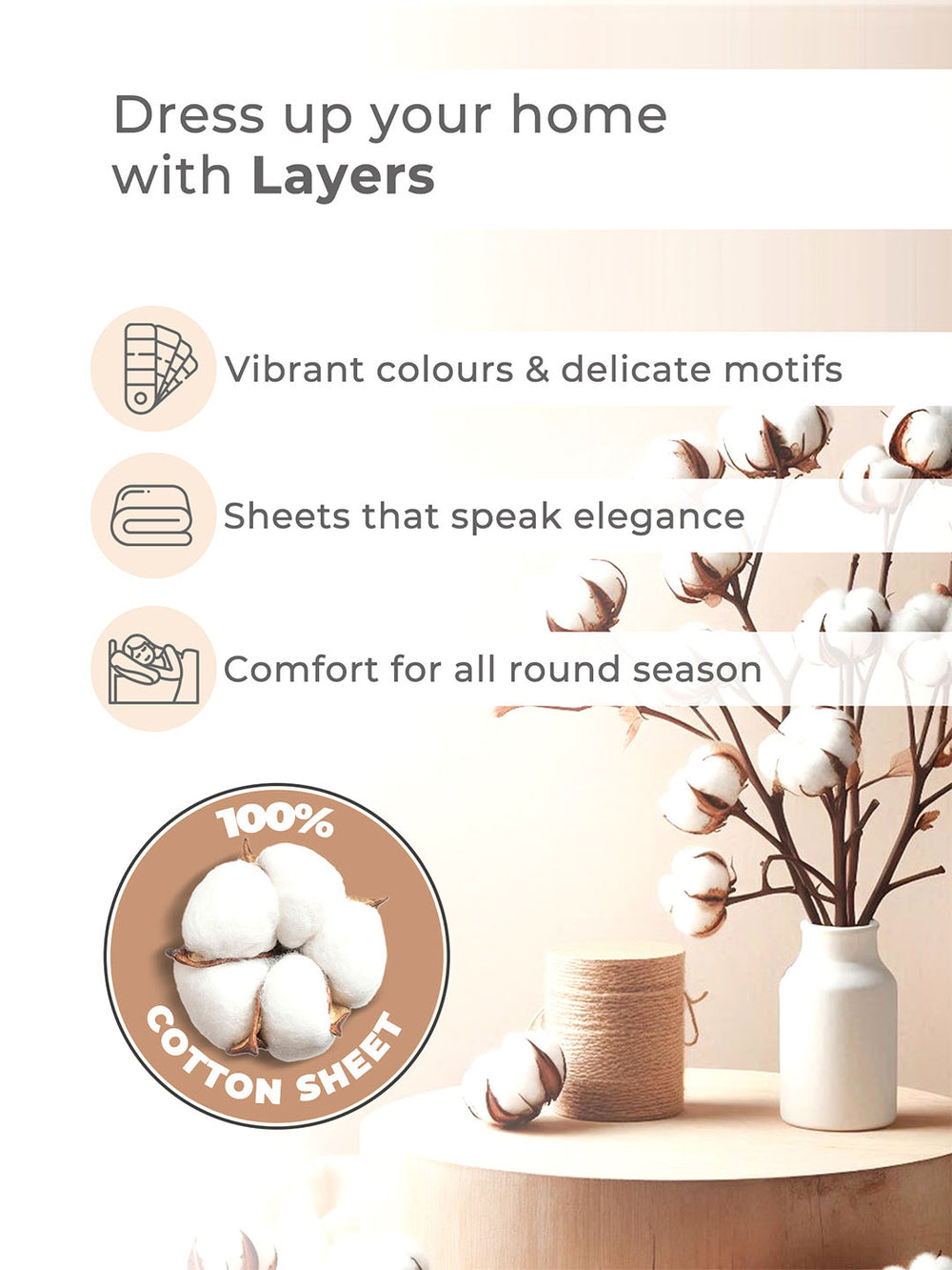 100% Cotton King Bedding Set, 144 TC Printed, Lumina Floret Collection