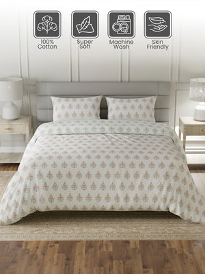 100% Cotton King Bedding Set, 144 TC Printed, Lumina Floret Collection
