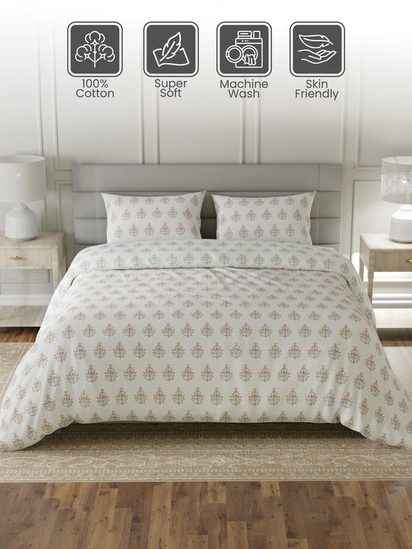 100% Cotton King Bedding Set, 144 TC Printed, Lumina Floret Collection