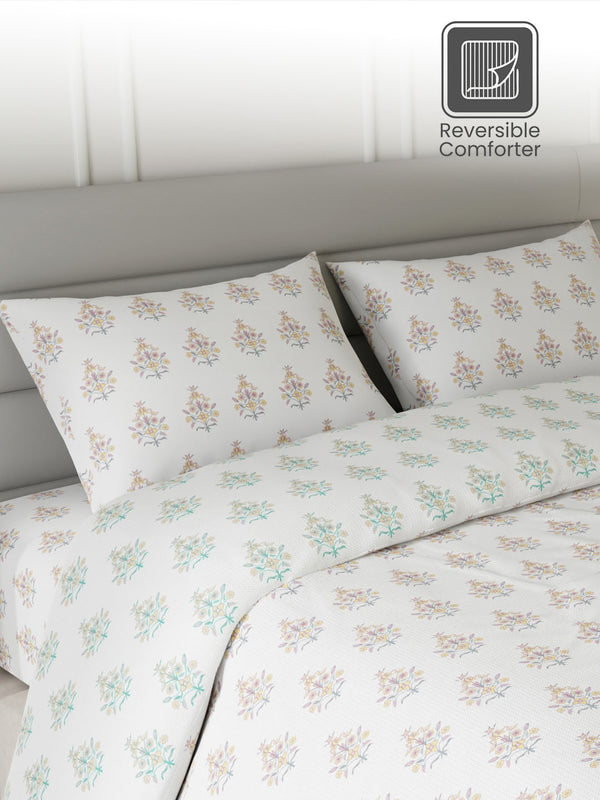 100% Cotton King Bedding Set, 144 TC Printed, Lumina Floret Collection