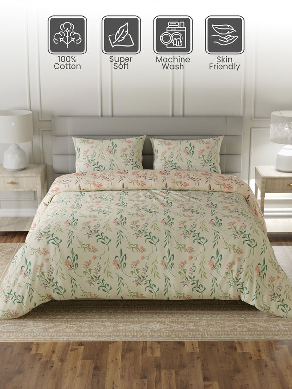 100% Cotton King Bedding Set, 144 TC Printed, Lumina Floret Collection