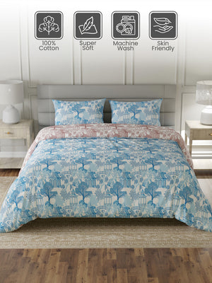 100% Cotton King Bedding Set, 144 TC Printed, Lumina Floret Collection