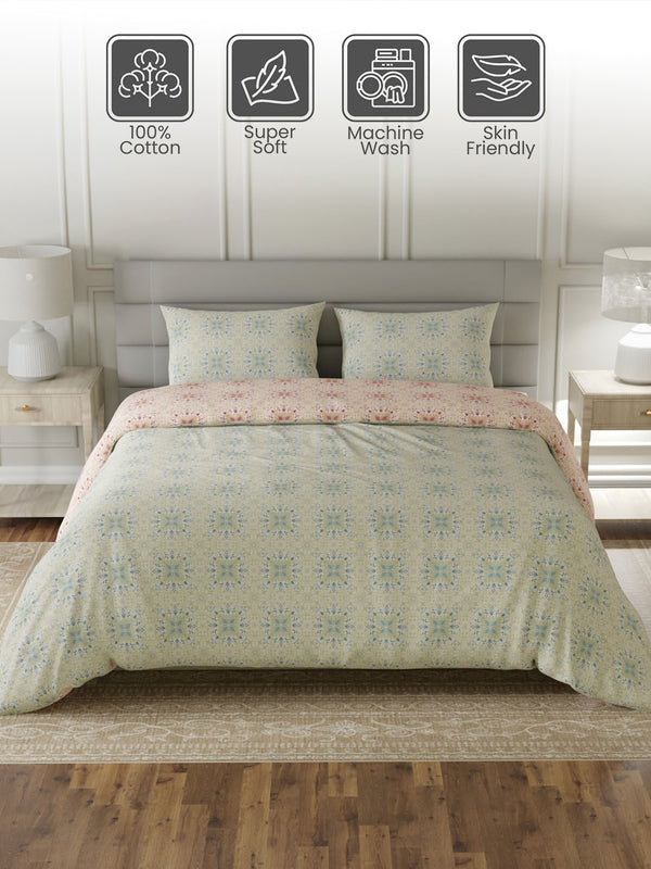 100% Cotton King Bedding Set, 144 TC Printed, Lumina Floret Collection