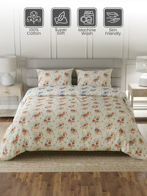 100% Cotton King Bedding Set, 144 TC Printed, Lumina Floret Collection