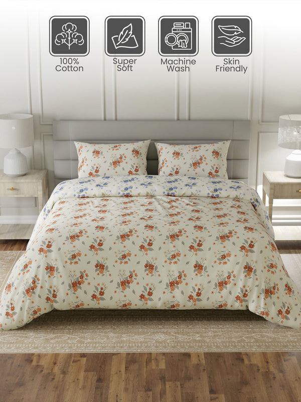100% Cotton King Bedding Set, 144 TC Printed, Lumina Floret Collection