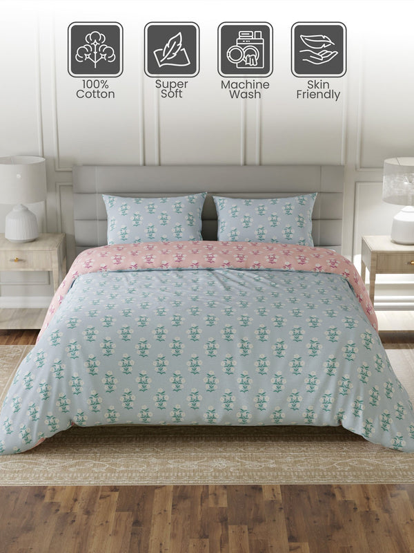 100% Cotton King Bedding Set, 144 TC Printed, Lumina Floret Collection