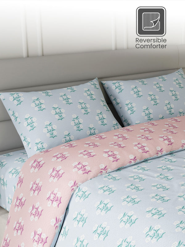 100% Cotton King Bedding Set, 144 TC Printed, Lumina Floret Collection