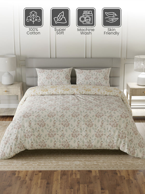 100% Cotton King Bedding Set, 144 TC Printed, Lumina Floret Collection